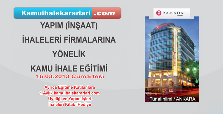 Yapım (İnşaat) İhaleleri Firmalarına Yönelik Kamu İhale EĞitimi